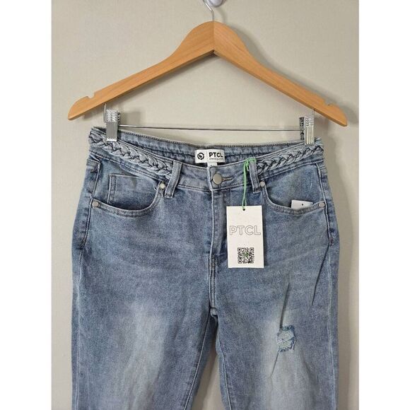 PTCL Flared Blue Jeans Distressed Size 29 Stretch Nordstrom NWT - Picture 5 of 7